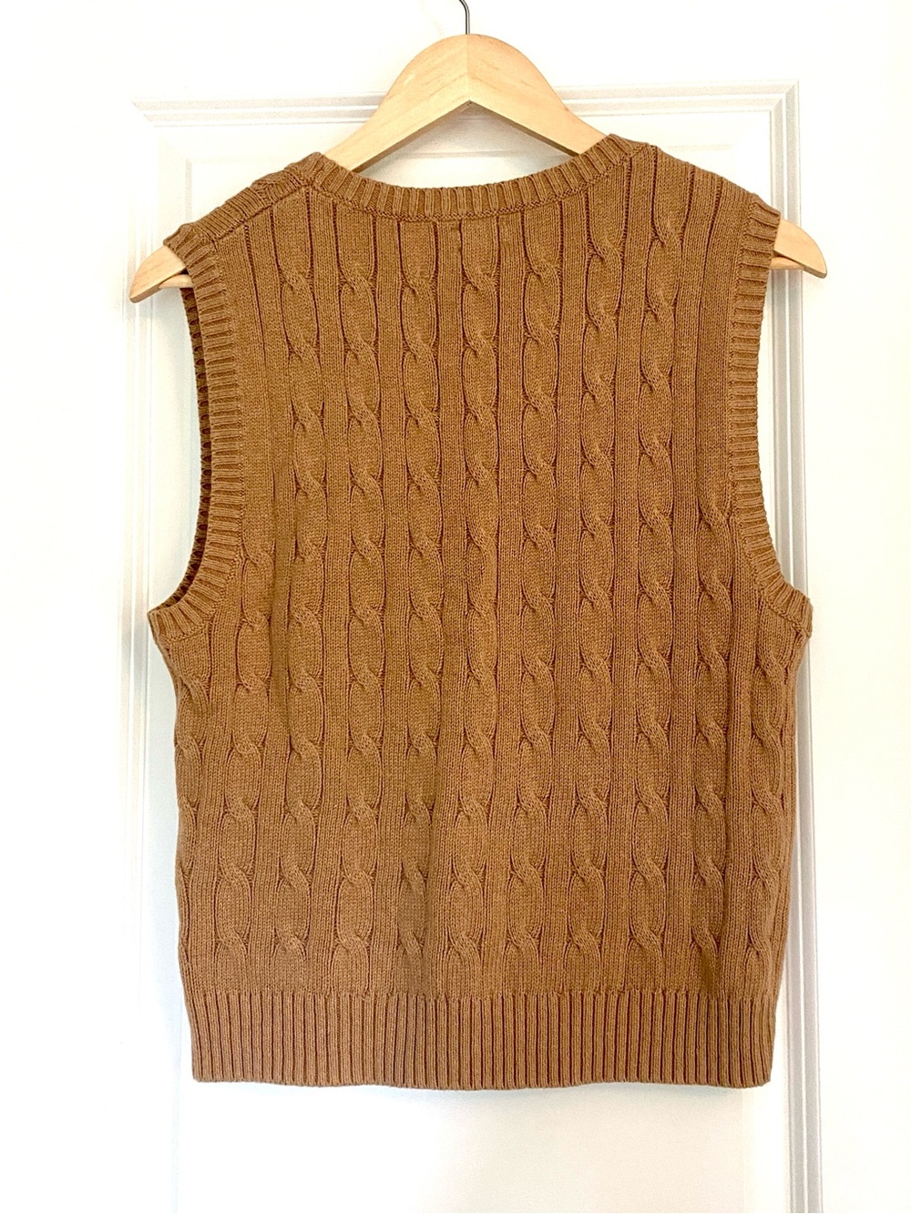 J. Crew Factory Camel Cable Cotton Sweater Vest - Picture 4 of 6